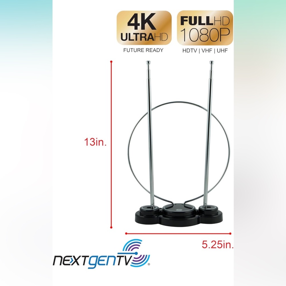 GE Traditional Rabbit Ear HD Digital TV Antenna - Picture 3 of 4